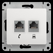 GLOSSA Розетка телефон/компьютер RJ11+RJ45 категория 5е в рамку белая (GSL000185) Шнейдер Электрик