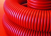 Труба гибкая двустенная 90мм с протяжкой с муфтой красная (50м) бухта (121990) DKC