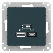 РОЗЕТКА USB ATLASDESIGN A+С, 5В/2,4 А, 2х5В/1,2 А, механизм, ИЗУМРУД (ATN000839) Шнейдер Электрик