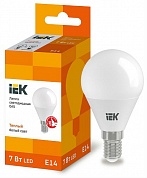Лампа светодиодная LED 7вт E14 тепло-белый матовый шар ECO (LLE-G45-7-230-30-E14) (LLE-G45-7-230-30-E14) IEK