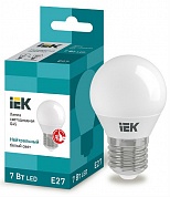 Лампа светодиодная LED 7вт E27 белый матовый шар ECO (LLE-G45-7-230-40-E27) (LLE-G45-7-230-40-E27) IEK