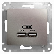 GLOSSA USB розетка платина 5B/2100mA (GSL001233) Шнейдер Электрик