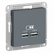Розетка ATLASDESIGN USB 5В 1 порт x 2,1 А 2 порта х 1,05 А механизм грифель (ATN000733) Шнейдер Электрик
