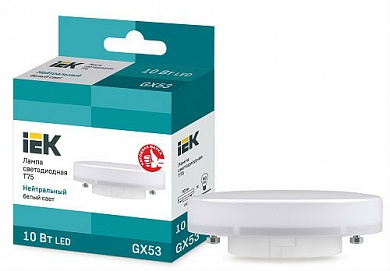 Лампа светодиодная LED 10вт GX53 белый таблетка ECO (LLE-T80-10-230-40-GX53) (LLE-T80-10-230-40-GX53) IEK