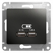 GLOSSA Розетка USB антрацит в рамку 5В/2100мА (GSL000733) Шнейдер Электрик