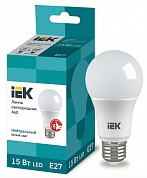 Лампа светодиодная LED 15вт Е27 белый ECO (LLE-A60-15-230-40-E27) (LLE-A60-15-230-40-E27) IEK