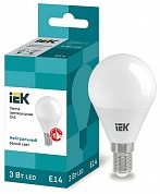 Лампа светодиодная LED 3вт E14 белый матовый шар ECO (LLE-G45-3-230-40-E14) (LLE-G45-3-230-40-E14) IEK