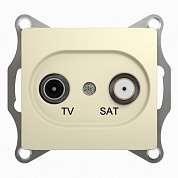 GLOSSA Розетка телевизионная TV-SAT проходная в рамку 4дБ бежевая (GSL000298) Шнейдер Электрик