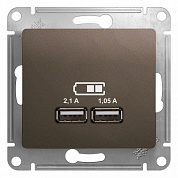 GLOSSA Розетка USB 5В/2100мА мех. шоколад (GSL000833) Шнейдер Электрик