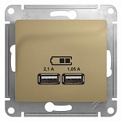 GLOSSA Механизм розетки USB в рамку, 5В/2100мА    титан (GSL000433) Шнейдер Электрик