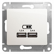 GLOSSA USB РОЗЕТКА A+С, 5В/2,4А, 2х5В/1,2 А, механизм, ПЕРЛАМУТР (GSL000639) Шнейдер Электрик