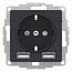 Розетка ATLASDESIGN 16А+USB  A+A, механизм, КАРБОН (ATN001030) Шнейдер Электрик