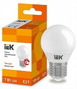 Лампа светодиодная LED 7вт E27 тепло-белый матовый шар ECO (LLE-G45-7-230-30-E27) (LLE-G45-7-230-30-E27) IEK